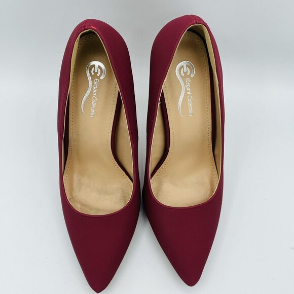 Elegant Collection Heels Womens Size 6.5 Maroon Roesia Pointy Toe Stiletto Shoe - Picture 5 of 11
